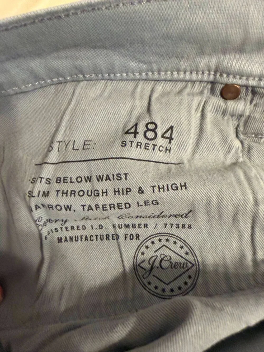 J. Crew Garment Dyed Blue-Grey Stretch Jeans